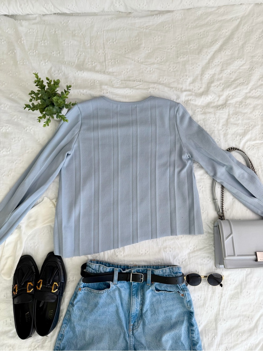 OAK + FORT Pale Blue Ribbed Long-Sleeve Top - Picture 4 of 5